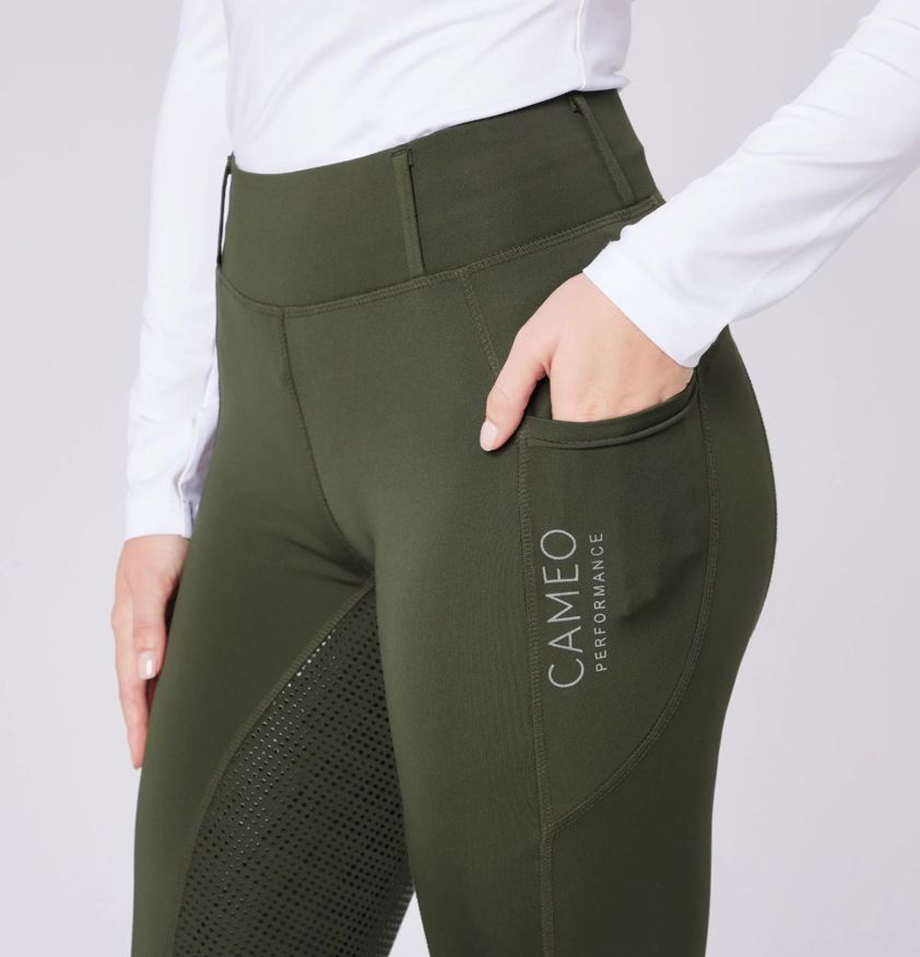 Olive Cameo Performance Riding Tights