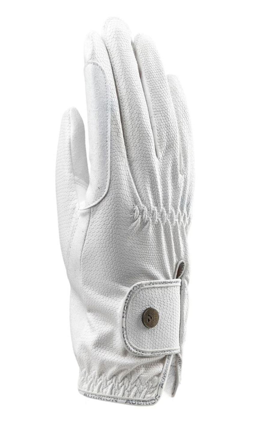 White Aubrion Stadium Riding Gloves