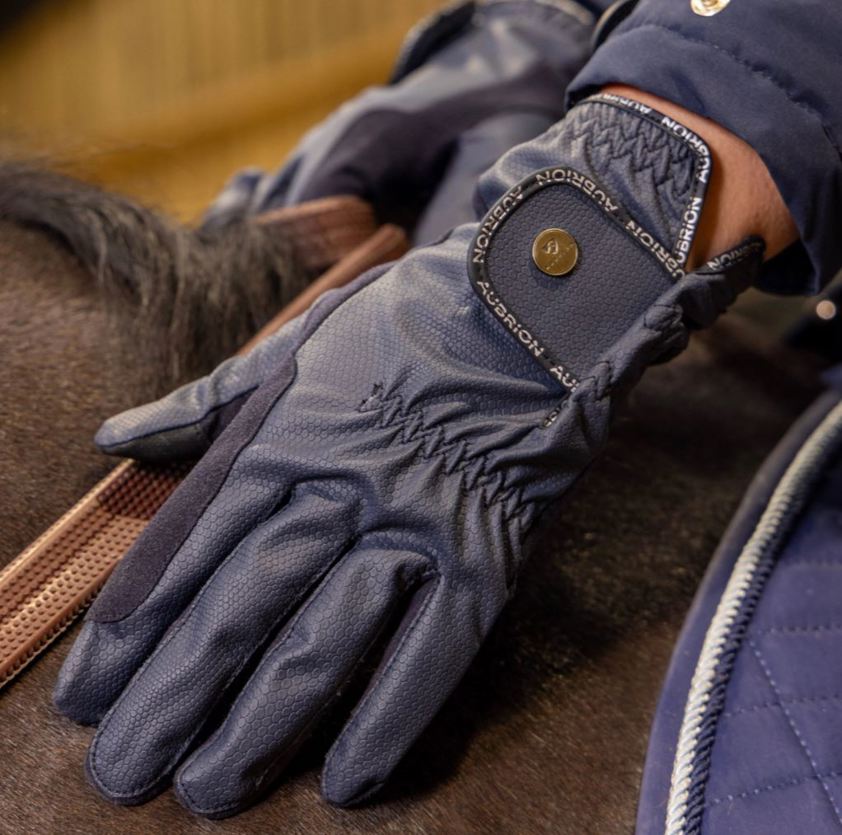 Navy Aubrion Stadium Riding Gloves