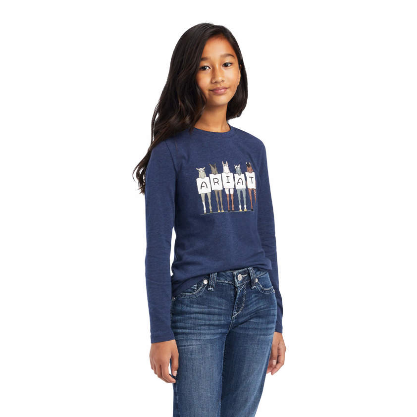 Navy Heather Ariat Youth Long Sleeve T-Shirt