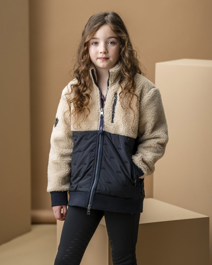 Sand/Navy AA Lori Zip Through Borg Fleece
