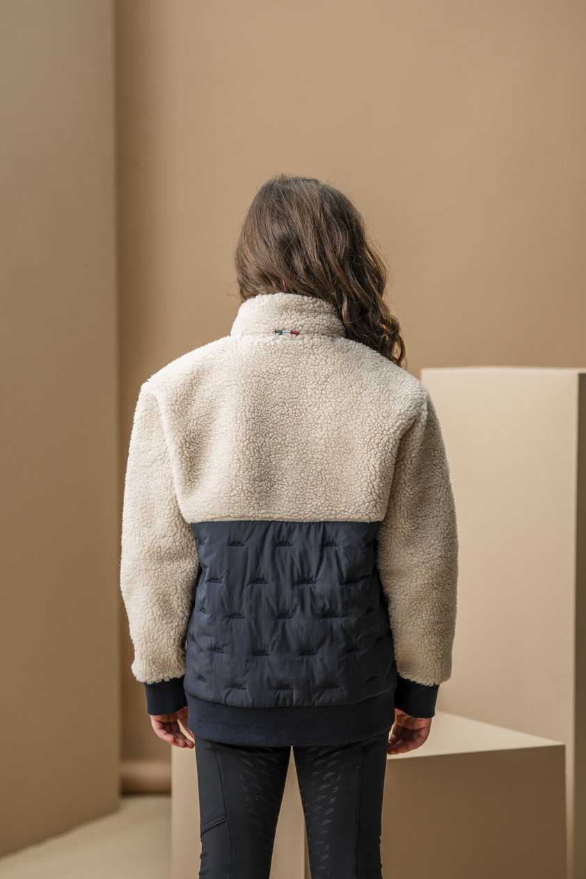 Sand/Navy AA Lori Zip Through Borg Fleece