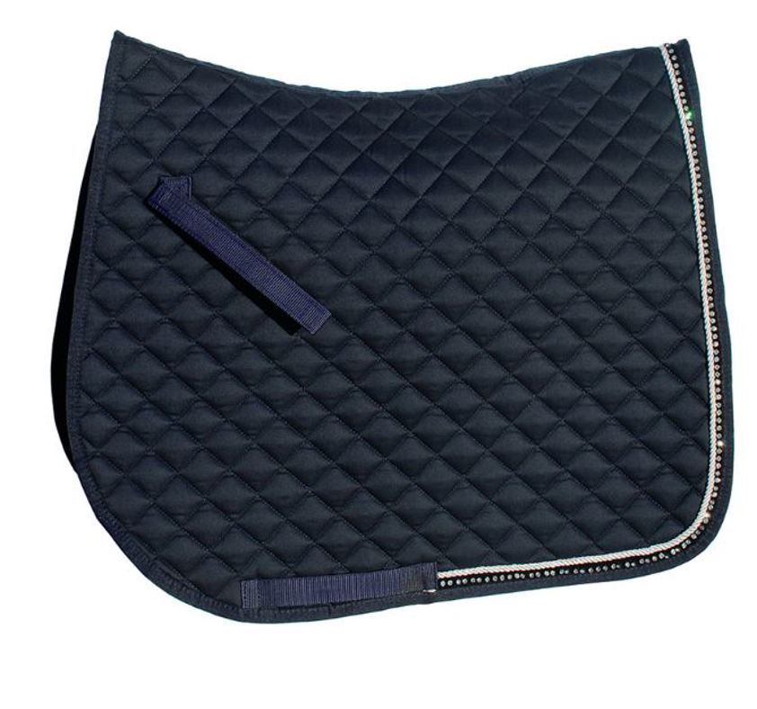 Navy Rhinegold Diamante Saddlecloth