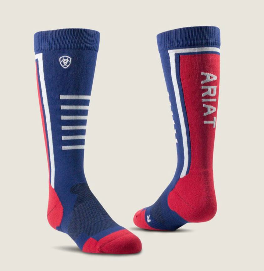 Blue AriatTEK Youth Slimline Performance Sock