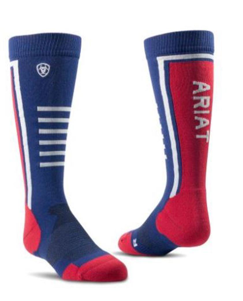 Blue AriatTEK Youth Slimline Performance Sock