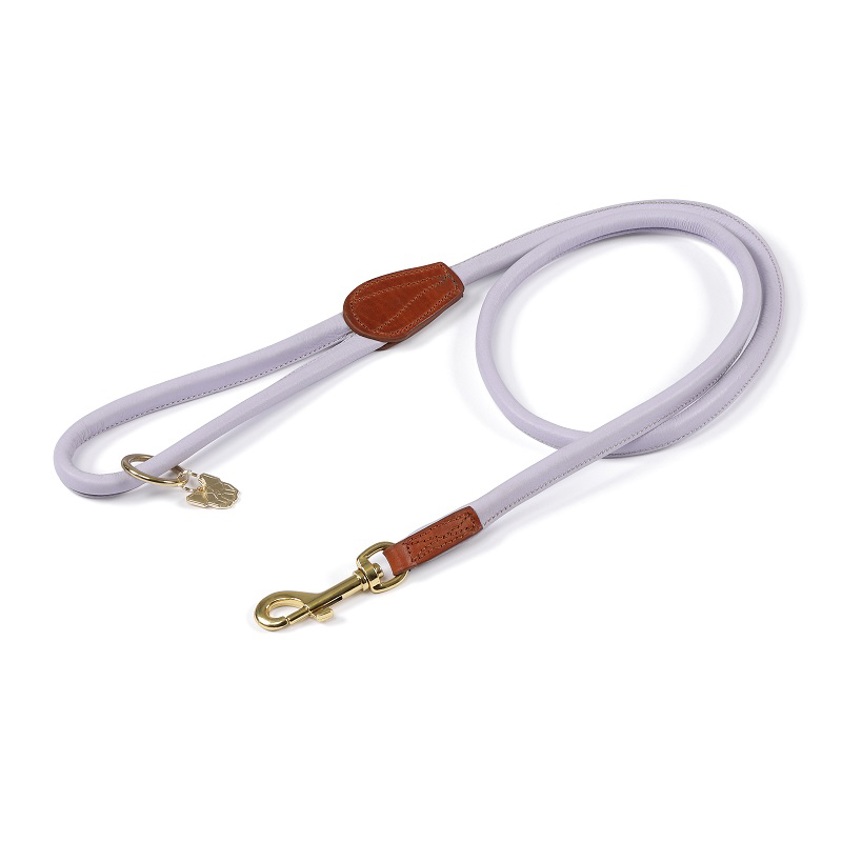 Lilac Rolled Leather Dog Lead