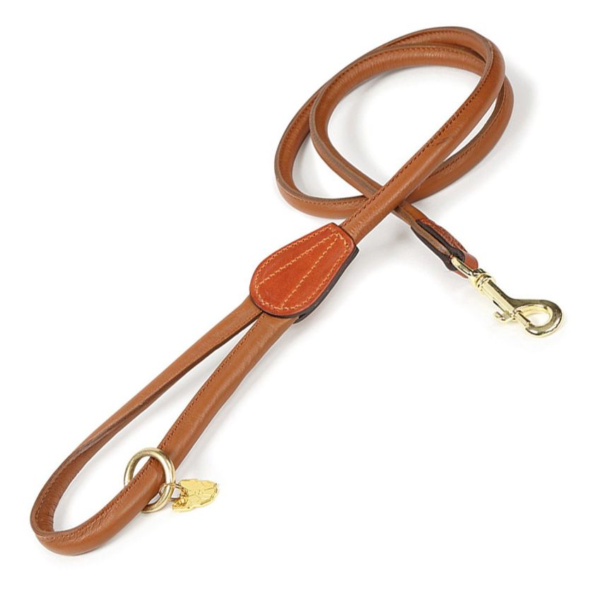 Tan Rolled Leather Dog Lead