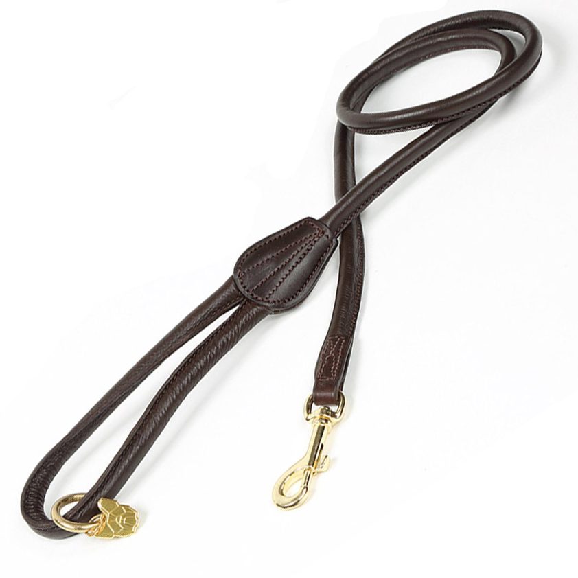 Brown Rolled Leather Dog Lead