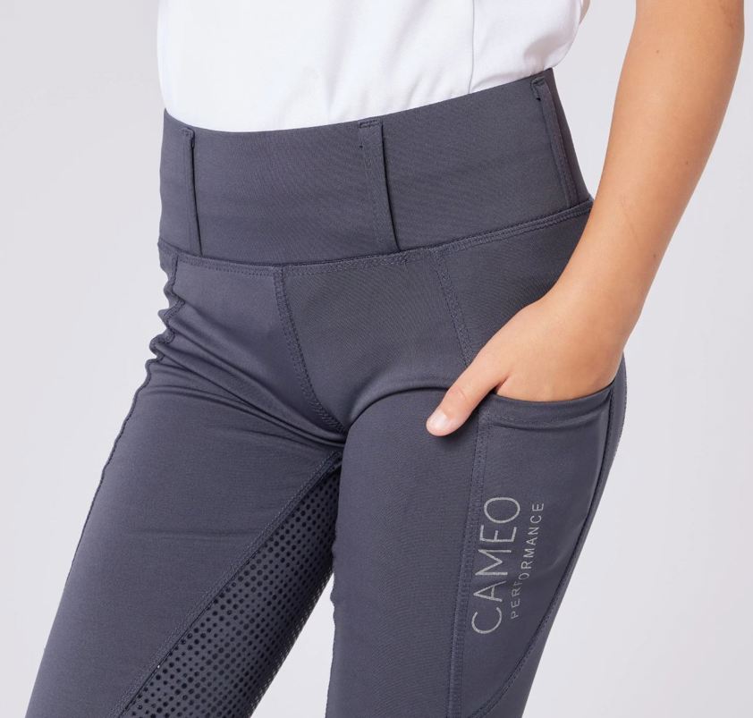Dark Grey Cameo Junior Performance Riding Tights