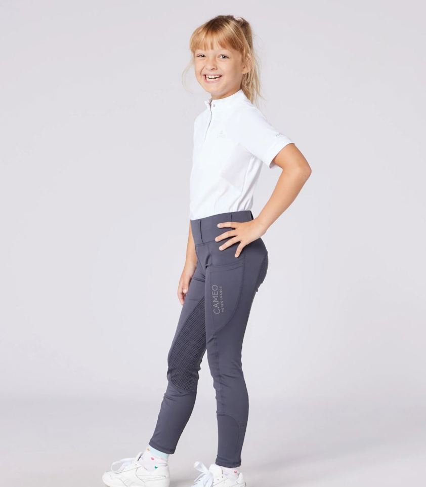 Dark Grey Cameo Junior Performance Riding Tights