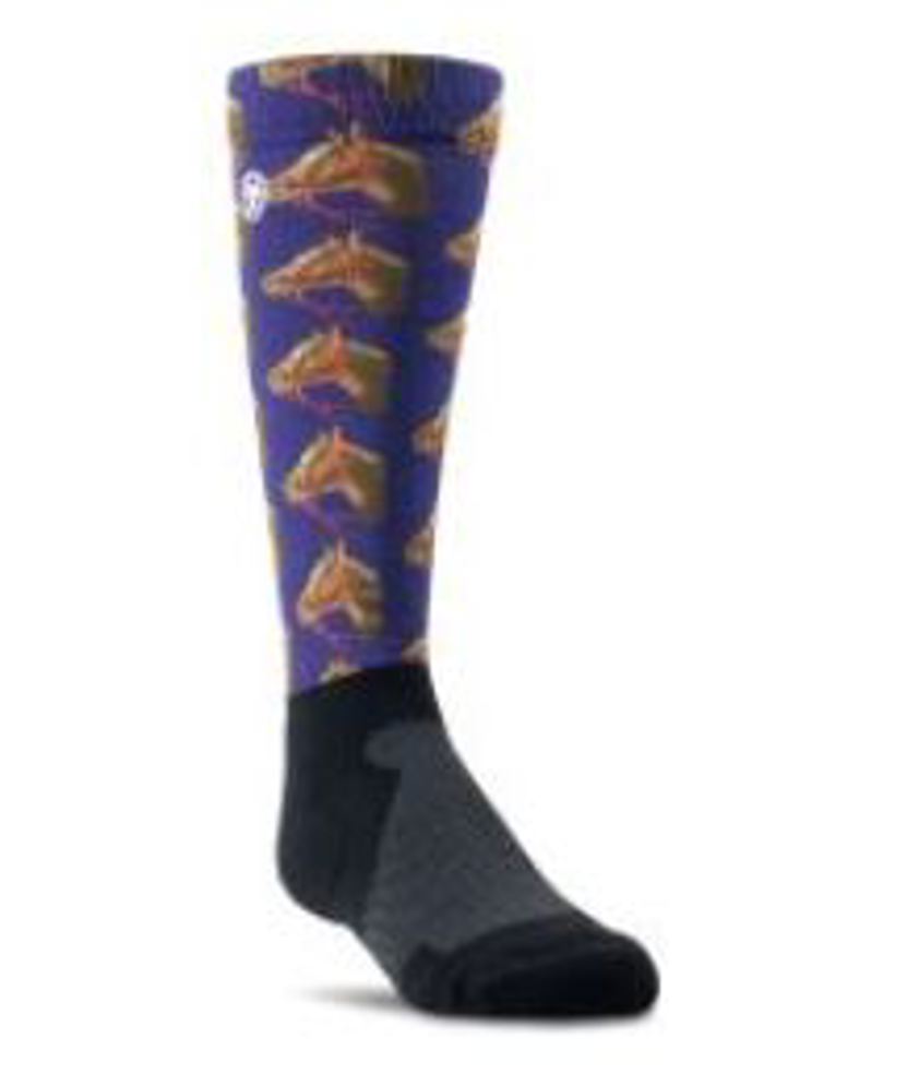 Navy Horse AriatTEK Youth Slim Printed Socks
