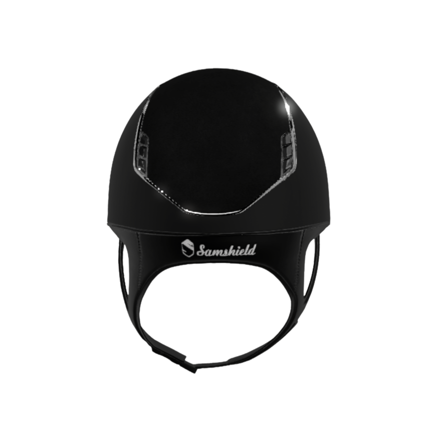 Black Samshield 2.0 Premium Alcantara with Leather Top Black Chrome Blazon & Trim