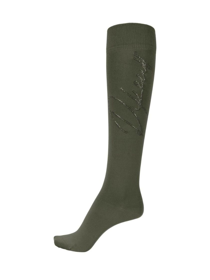 IVy Green Pikeur Socks With Rhinestuds