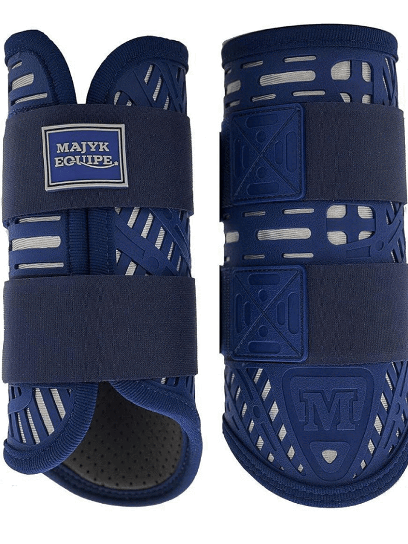 Navy/Silver Majyk Equipe Elite XC Boots Front & Hind Set