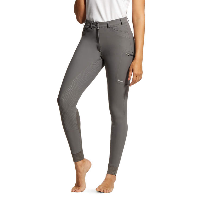 Grey Ariat Ladies Triton Grip Knee Patch Breeches