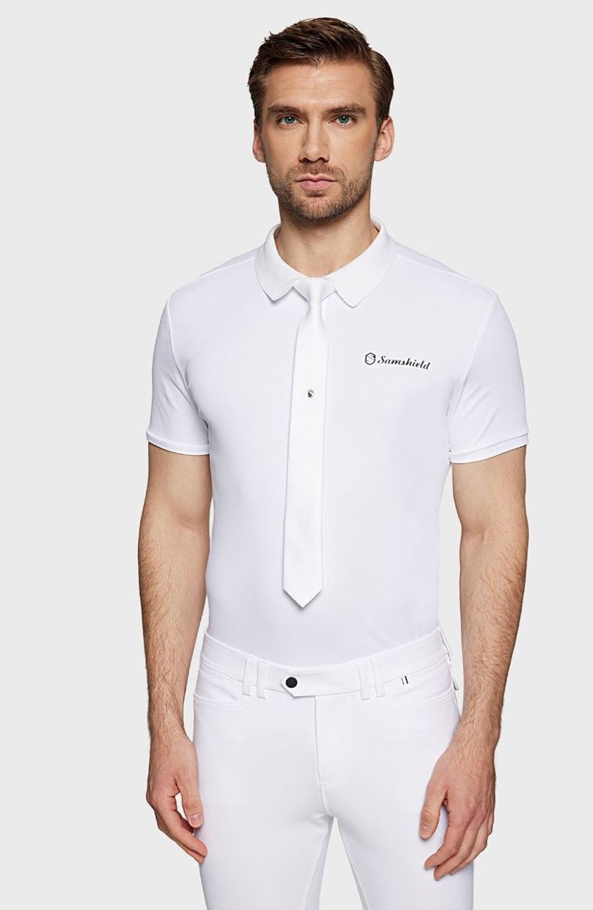 White Samshield Woven Tie