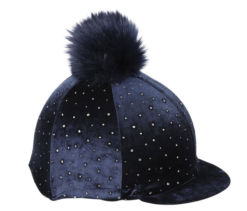 Navy Velvet Sparkle Hat Cover