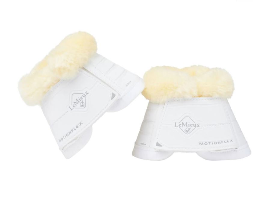 White/Natural LeMieux Motionflex Overreach Boots with Fleece Edge