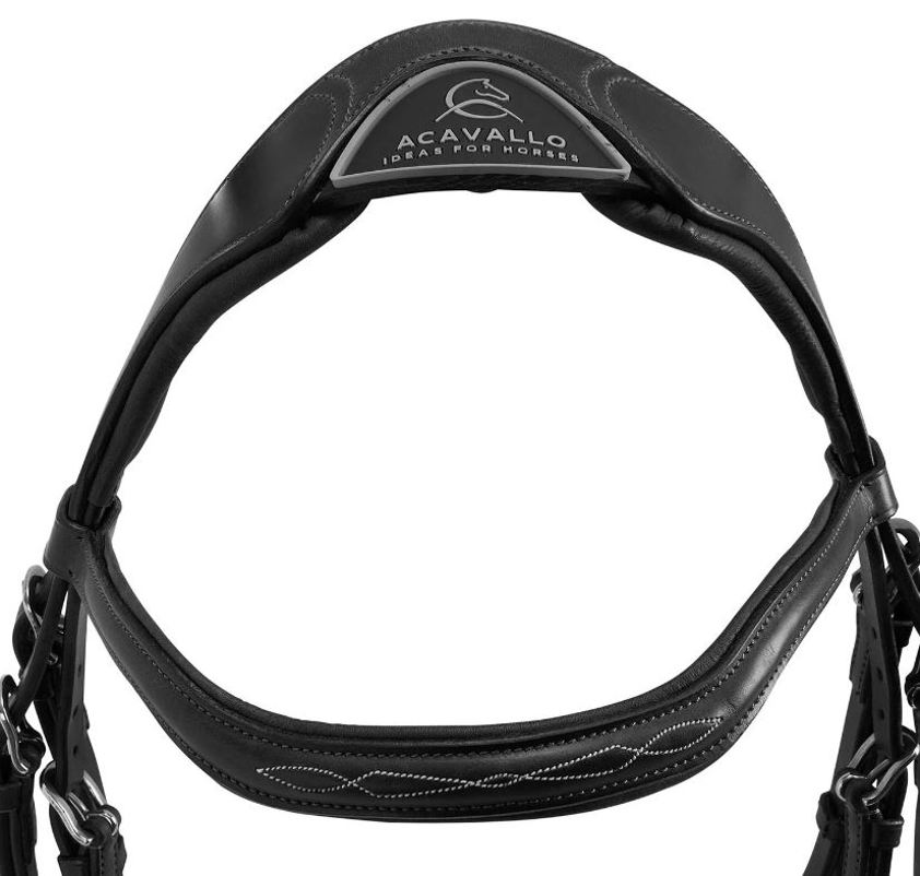 Black Acavallo Jumping Bridle With Fancy Stitching