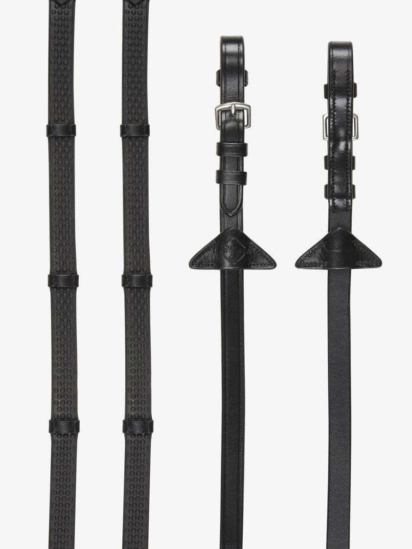 Black/Silver LeMieux Soft Rubber Reins with Stoppers