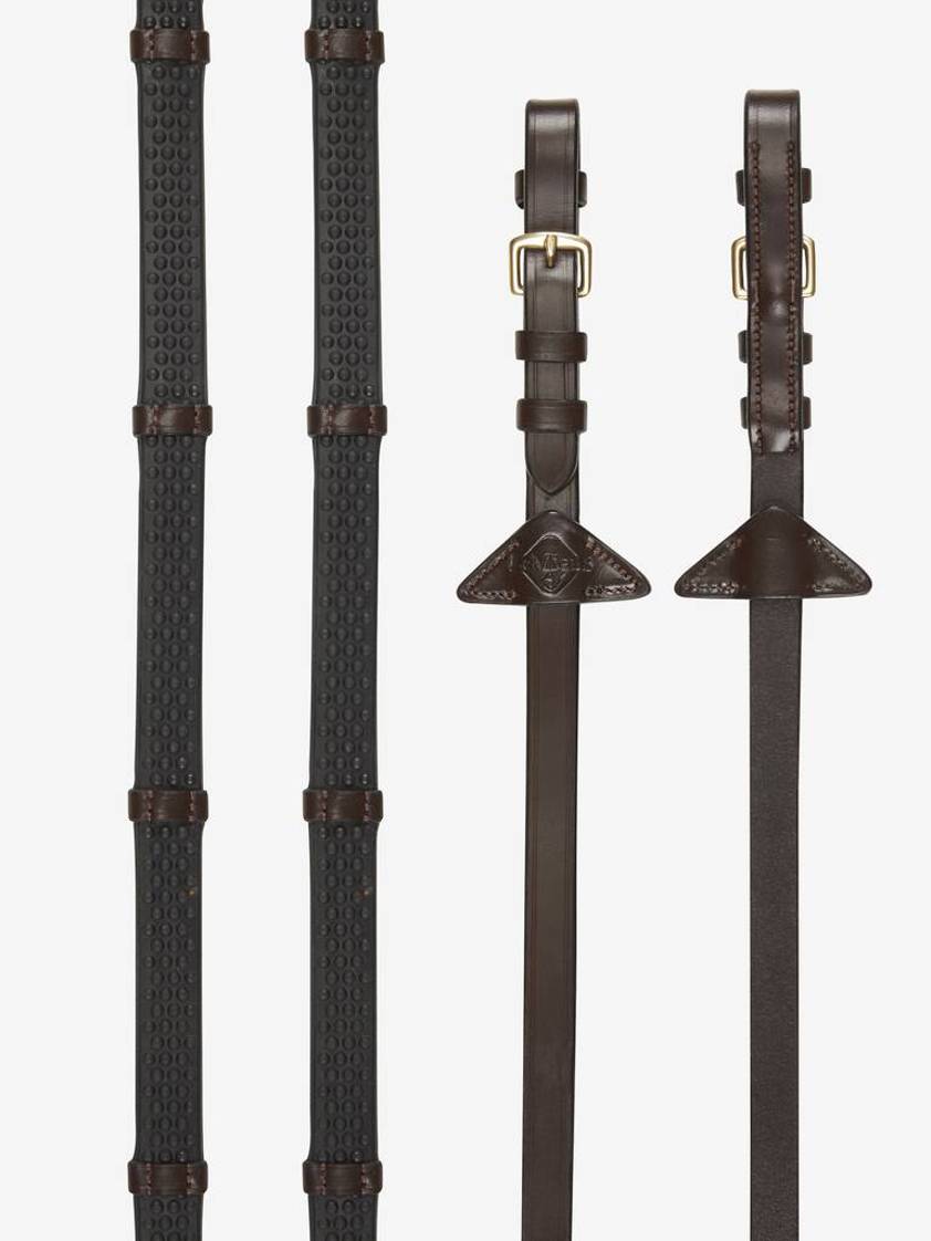 Havana/Brass LeMieux Soft Rubber Reins with Stoppers