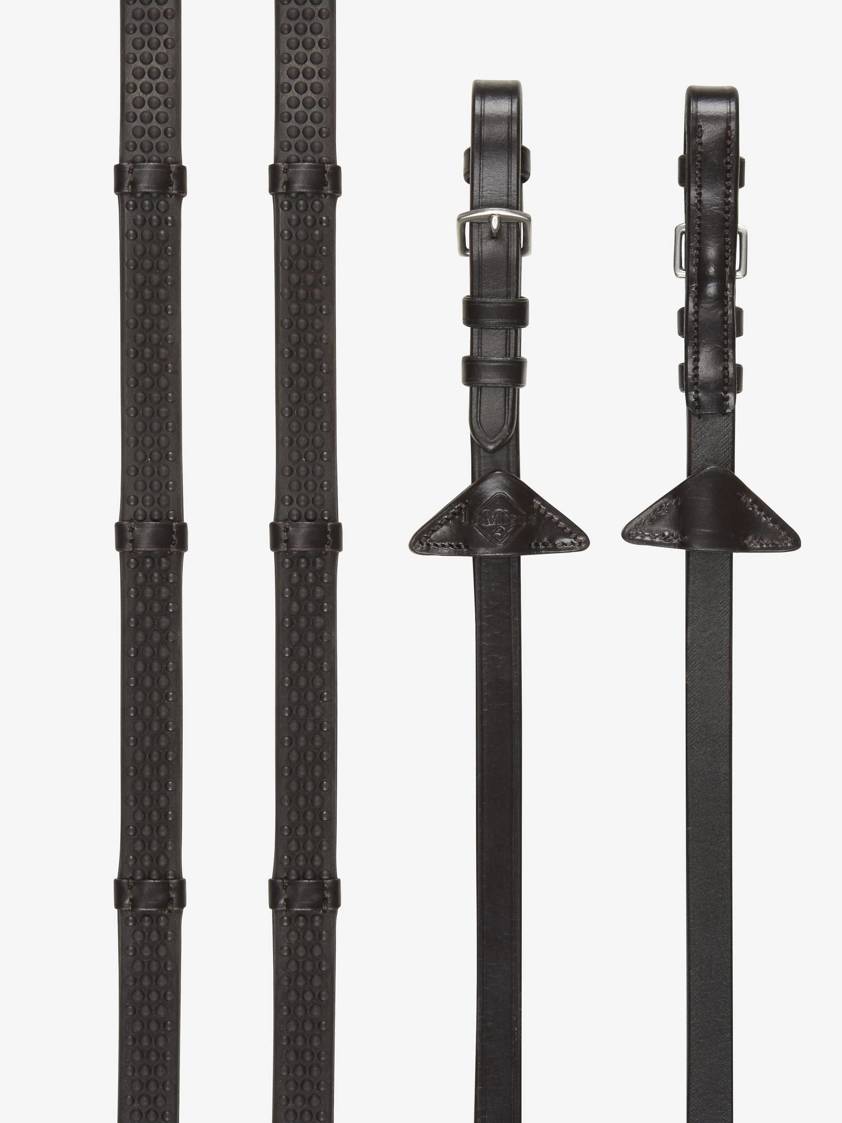 Brown/Silver LeMieux Soft Rubber Reins with Stoppers