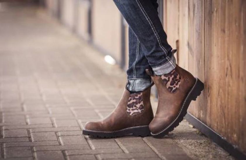 Distressed Brown/Leopard Ariat Junior Fatbaby Chelsea Western Boot