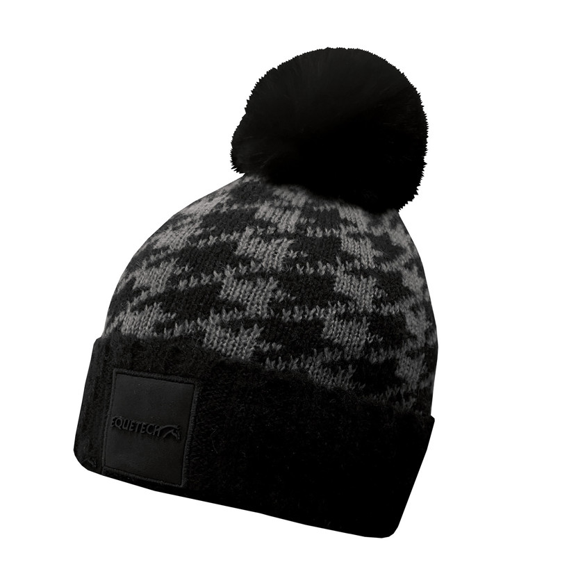 Black/Grey Equetech Houndstooth Waterproof Knit Hat