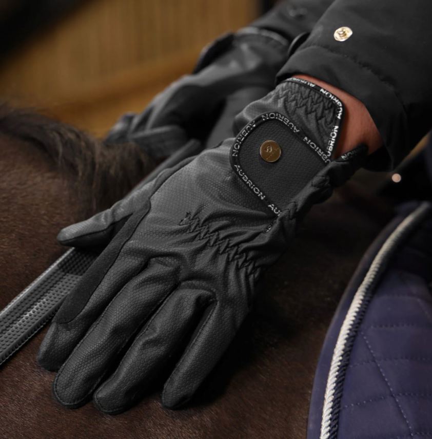 Black Aubrion Stadium Winter Riding Gloves