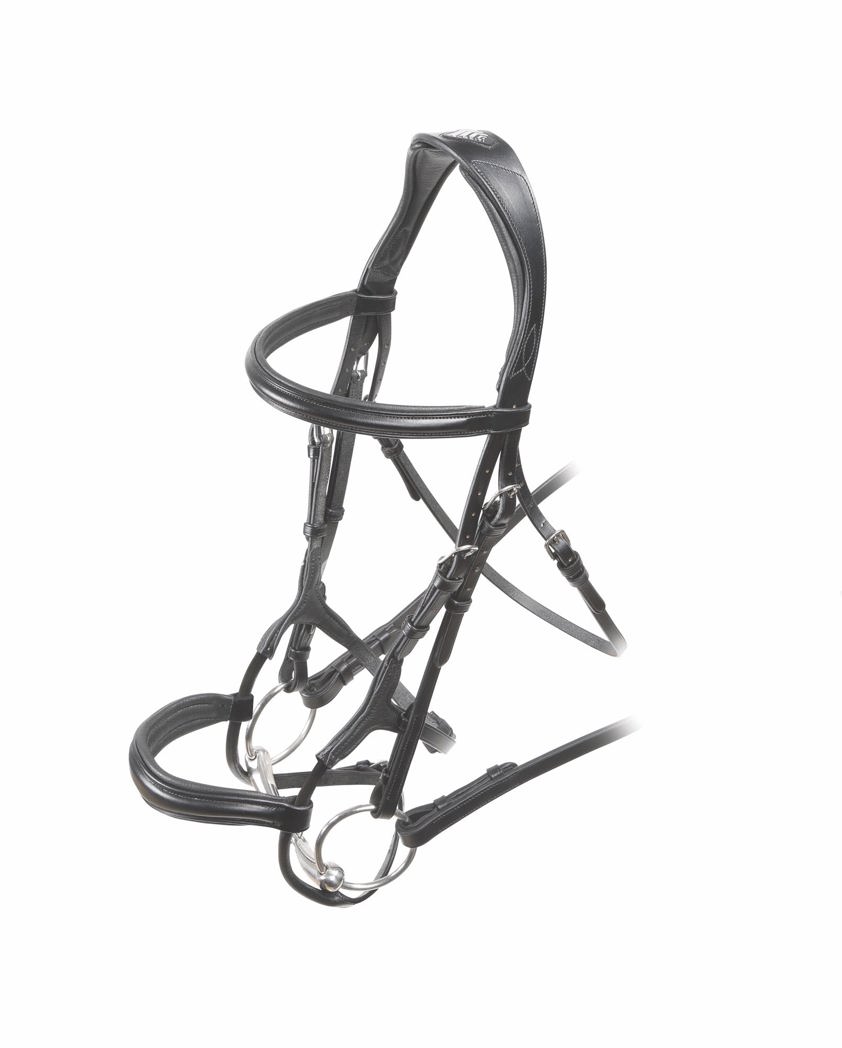 Black Velociti Rapida Rolled Padded Cavesson Bridle