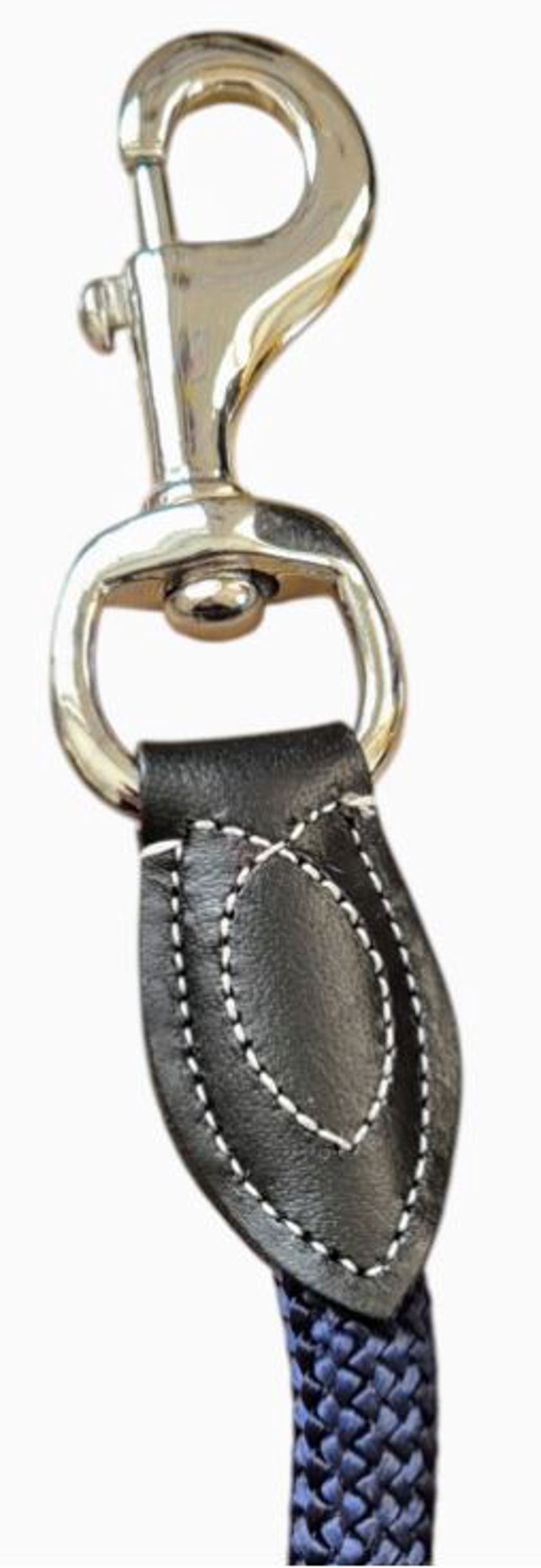 Navy Elano Cord Lead Rope With Leather Ends