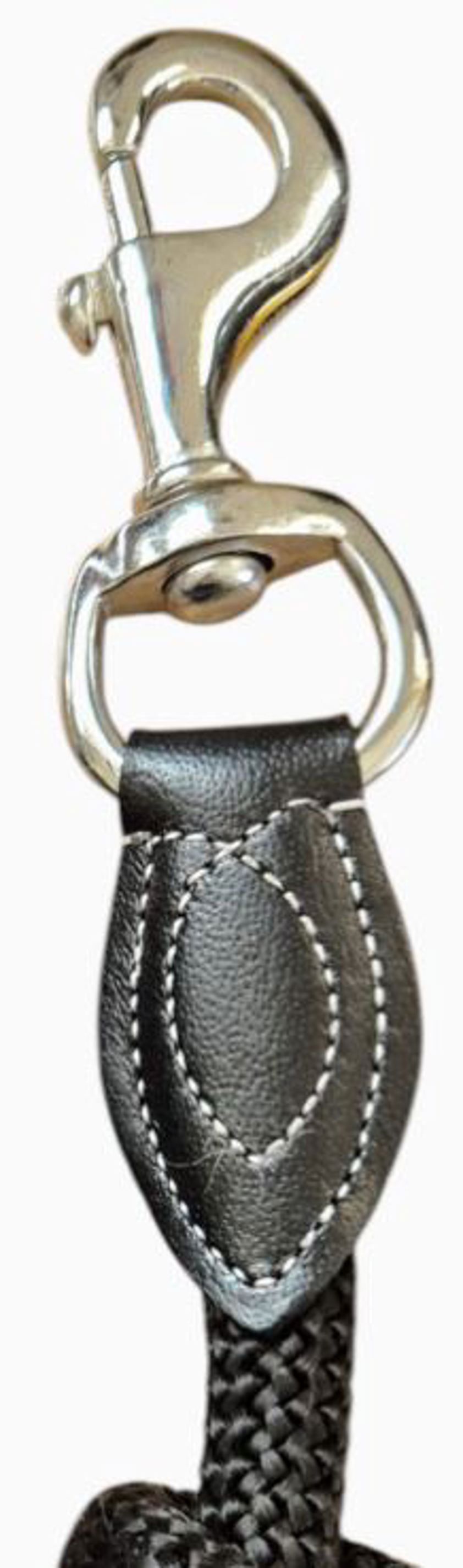 Black Elano Cord Lead Rope With Leather Ends