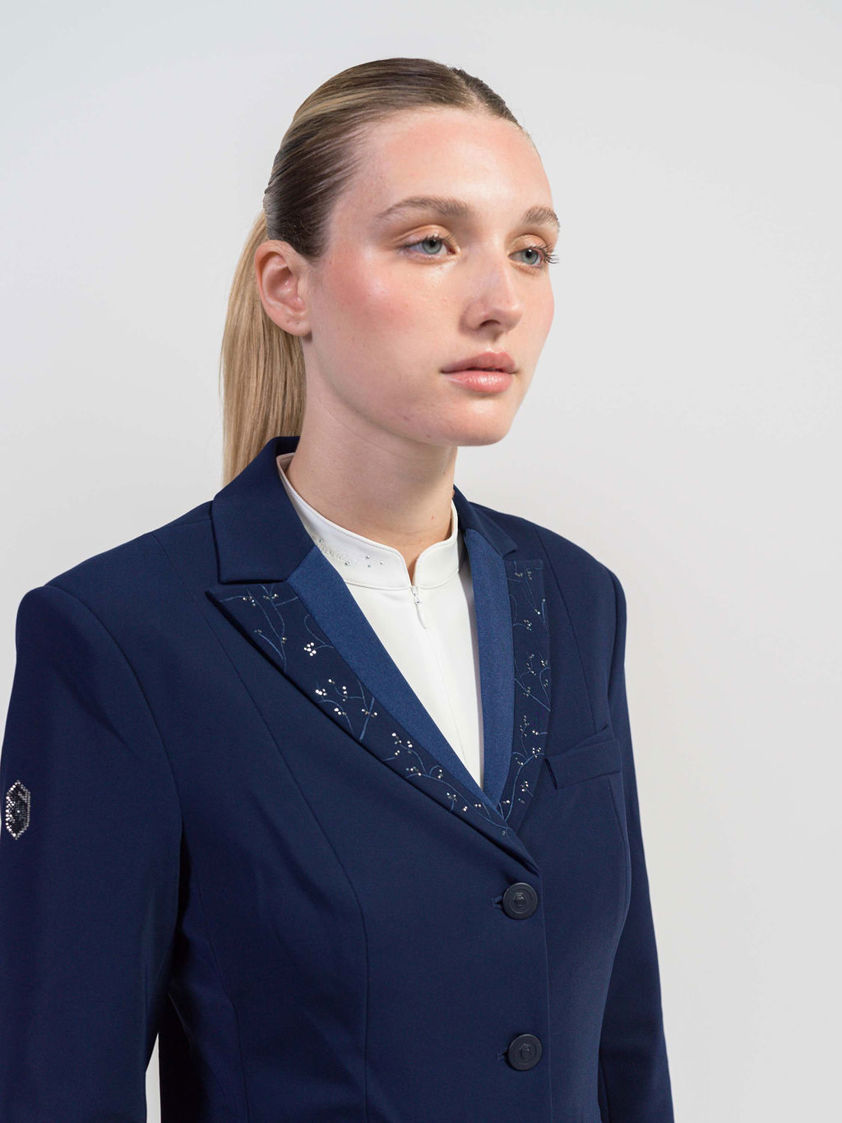 Navy Samshield Louisa Crystal Leaf Show Jacket