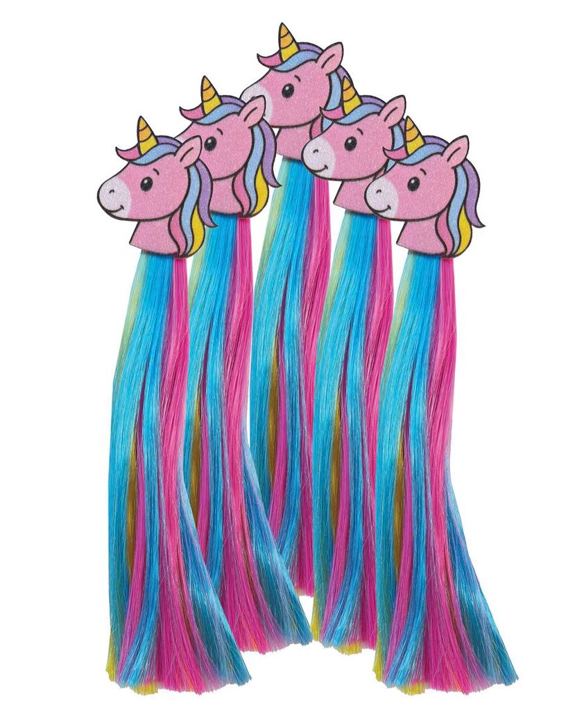 Pink/Blue/Yellow Equetech Unicorn Sparkle Horse Mane Tassels (5 Pack)