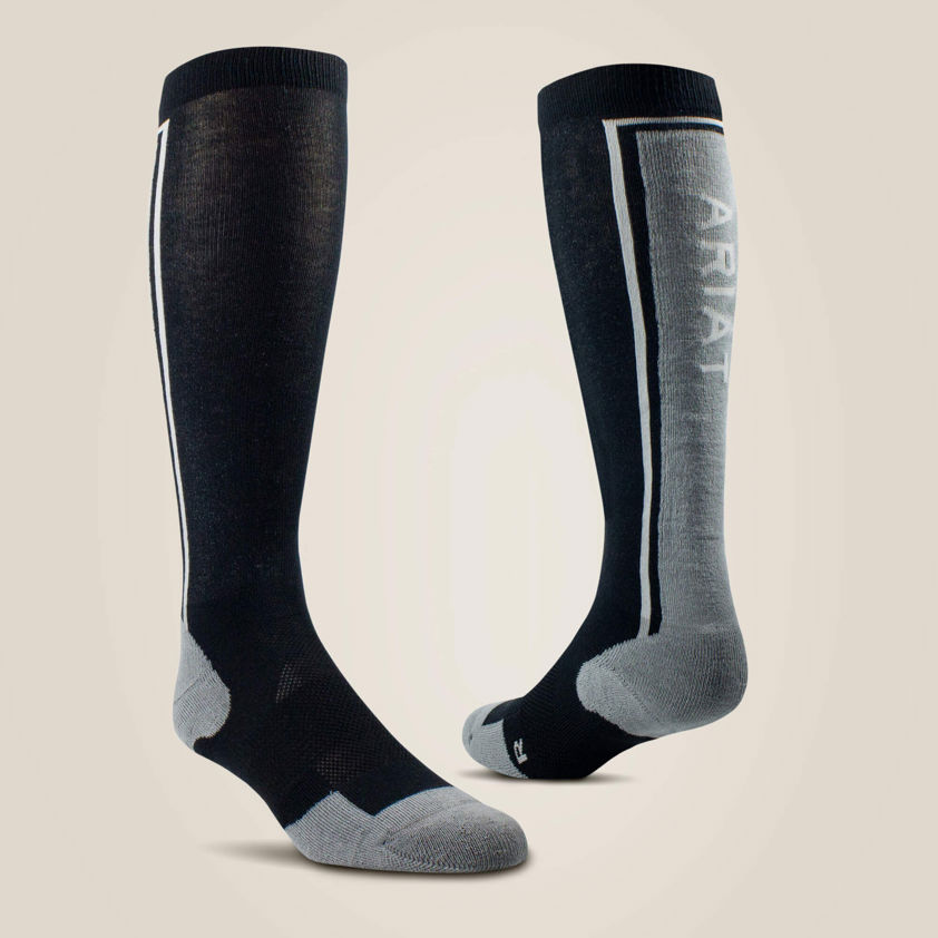 Black/Sleet Ariat Winter Slimline Performance Socks