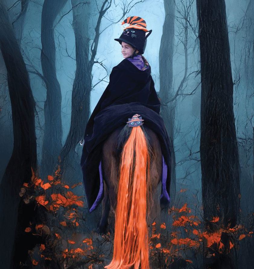Salem Cat Halloween Horse Tail Tassel