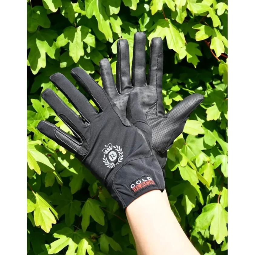 Black Rhinegold Fine Mesh Stretch Riding Gloves