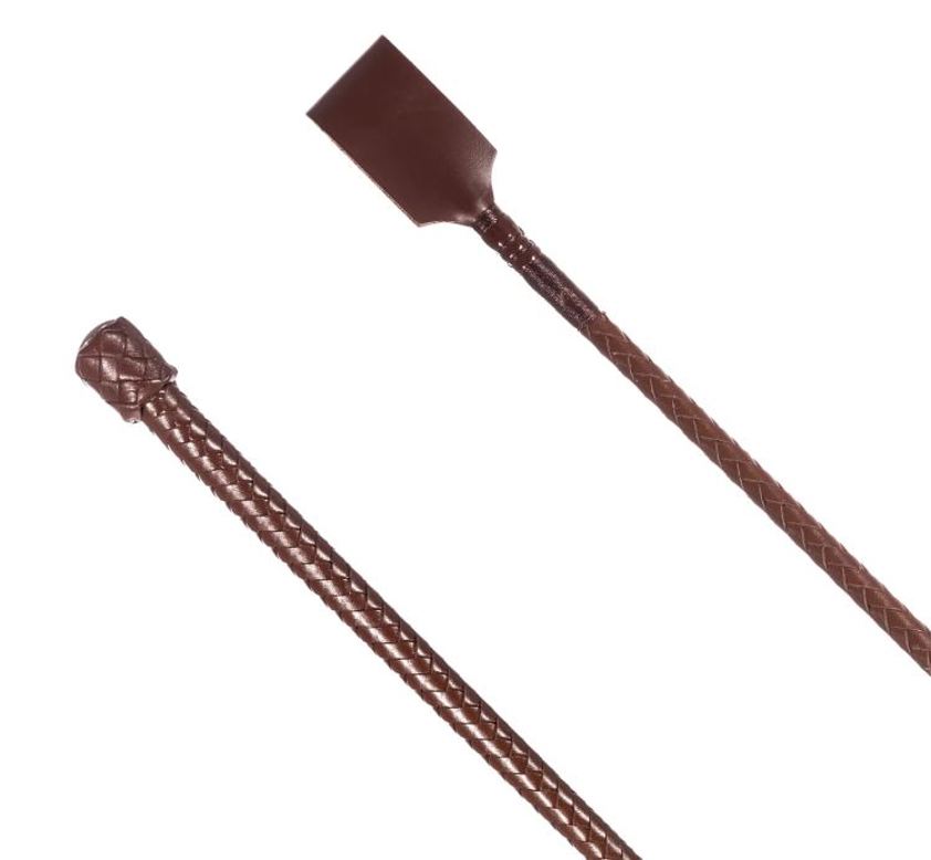 Black Plaited Leather Riding Whip