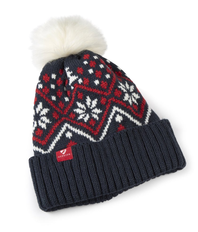 Navy Aubrion Christmas Bobble Hat