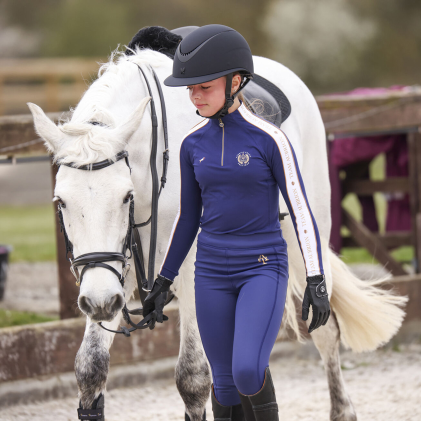 Navy Aubrion Team Winter Riding Tights - Yr