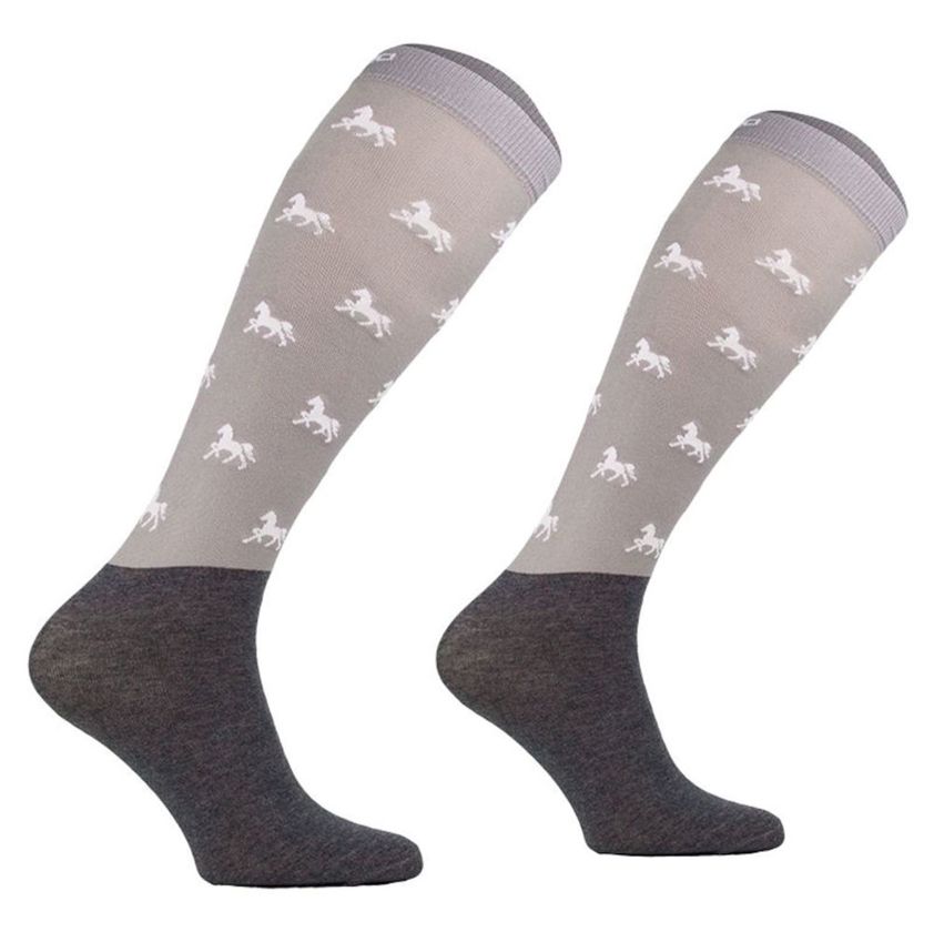 Grey/White Horses Comodo Adult Technical Riding Socks