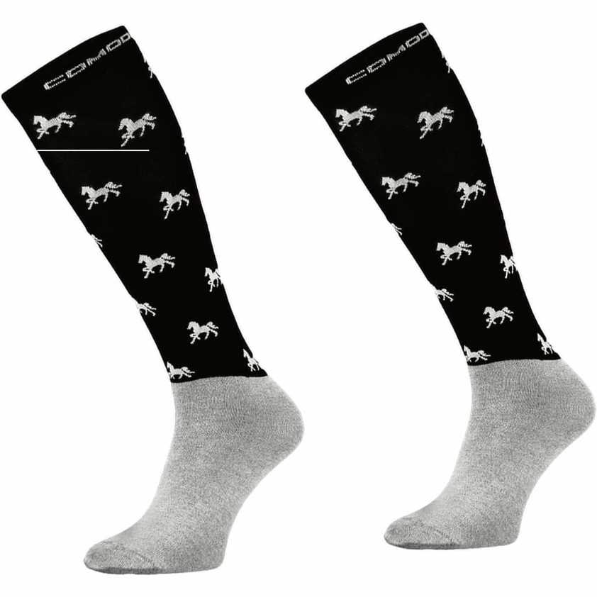 Black/White Horses Comodo Adult Technical Riding Socks