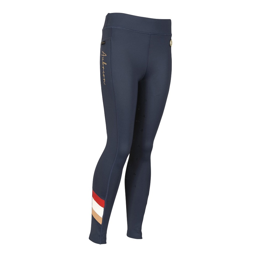 Navy Aubrion Young Rider Team Shield Riding Tights