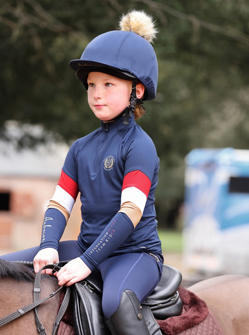 Navy Aubrion Young Rider Team Shield Riding Tights