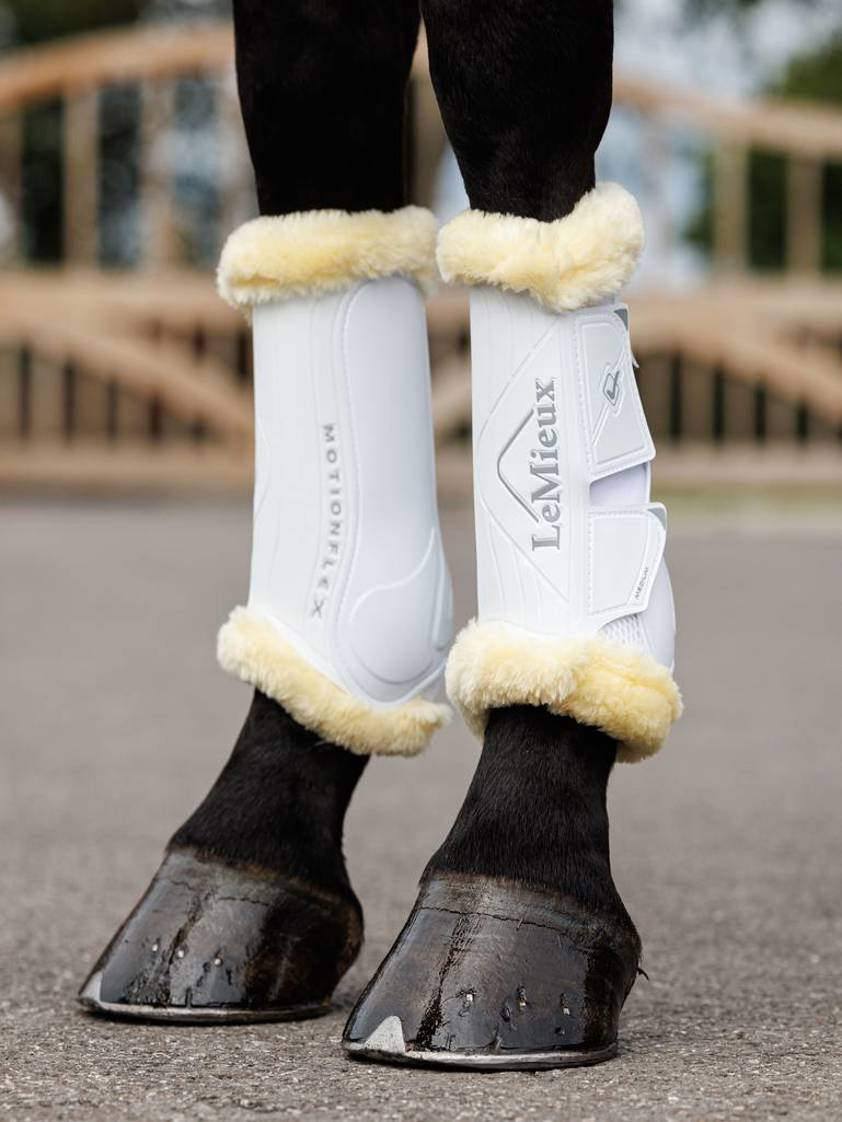 White/Natural LeMieux Motionflex Dressage Boot with Fleece Edge