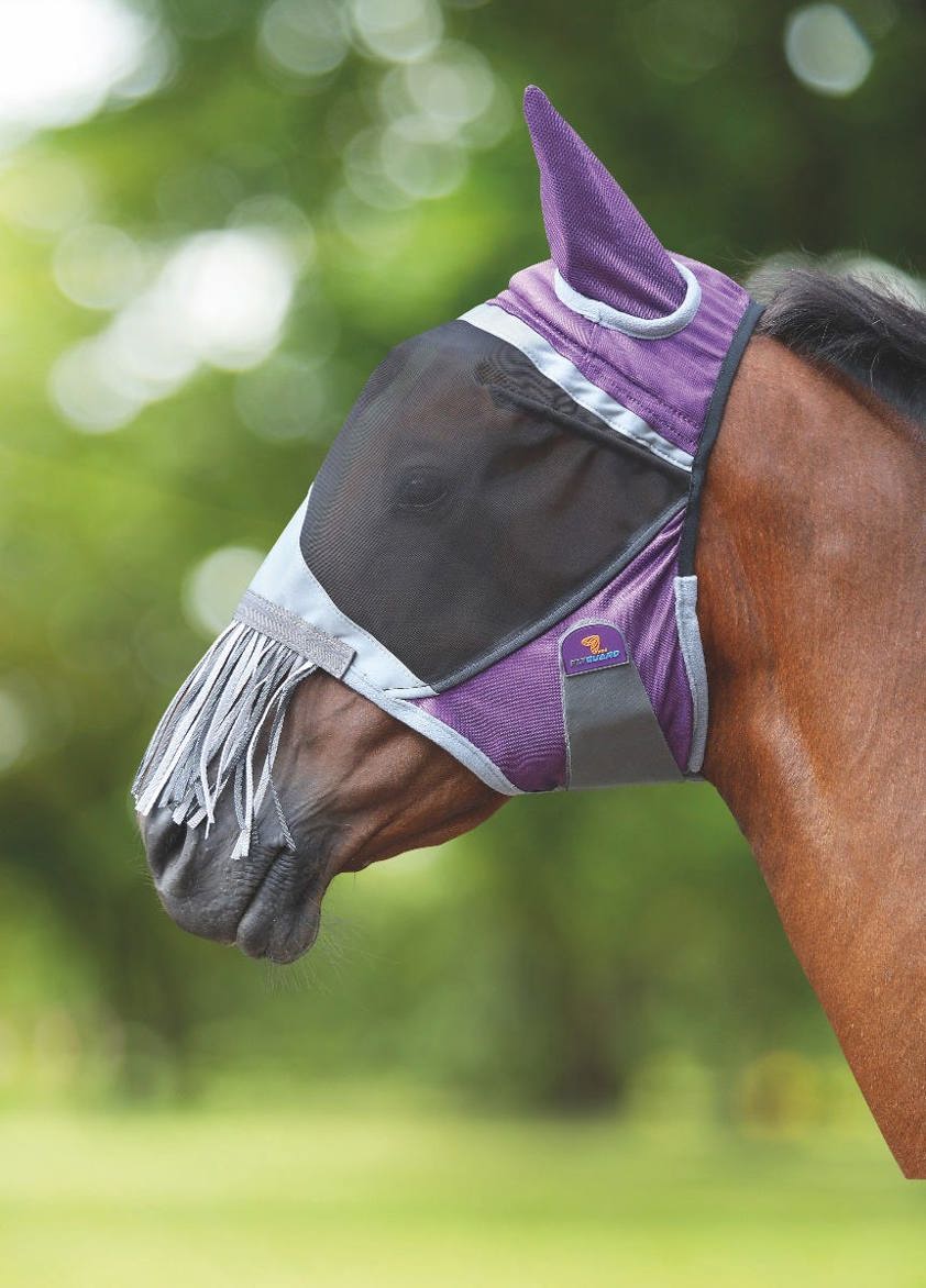 Purple Deluxe Fly Mask with Nose Fringe