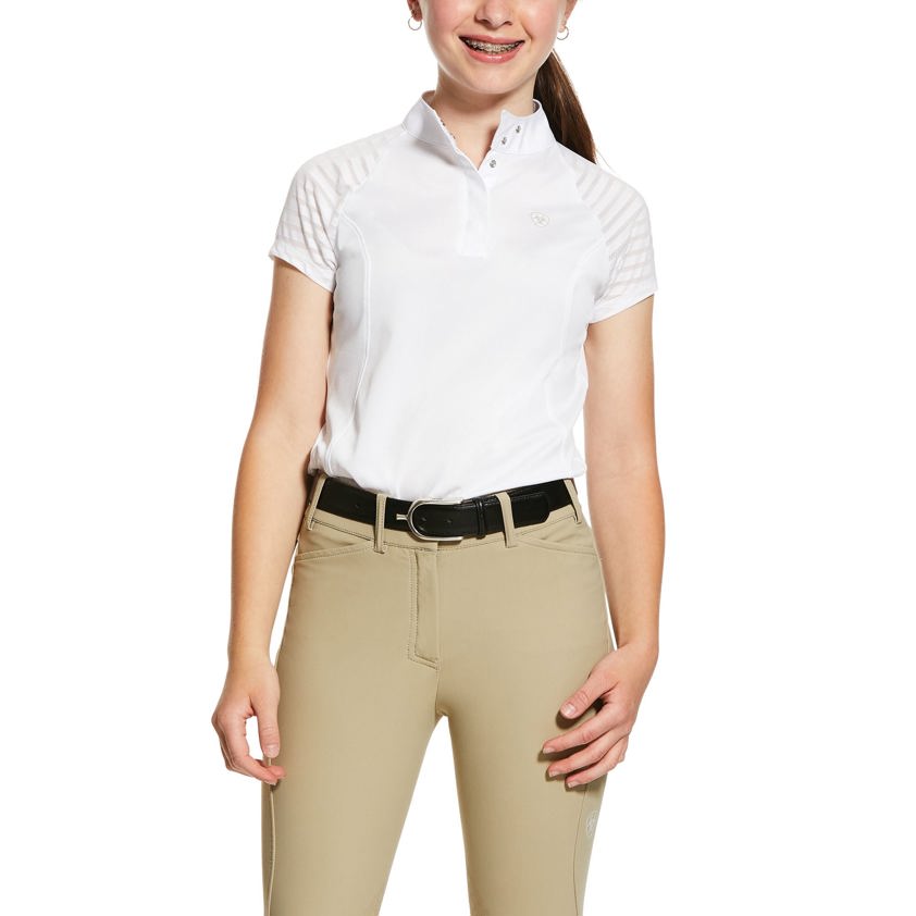 White Ariat Girls Aptos Vent Show Shirt