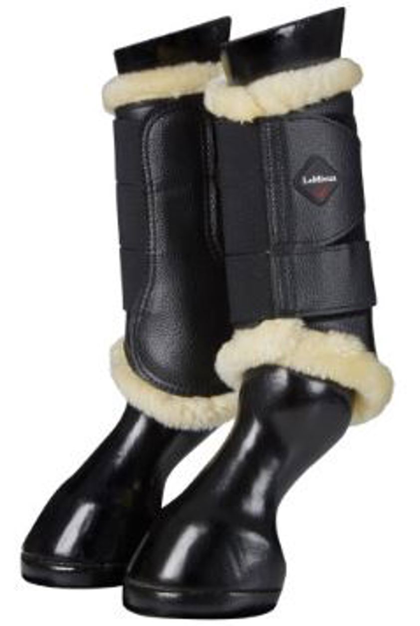 Black/Natural LeMieux Fleece Lined Brushing Boots