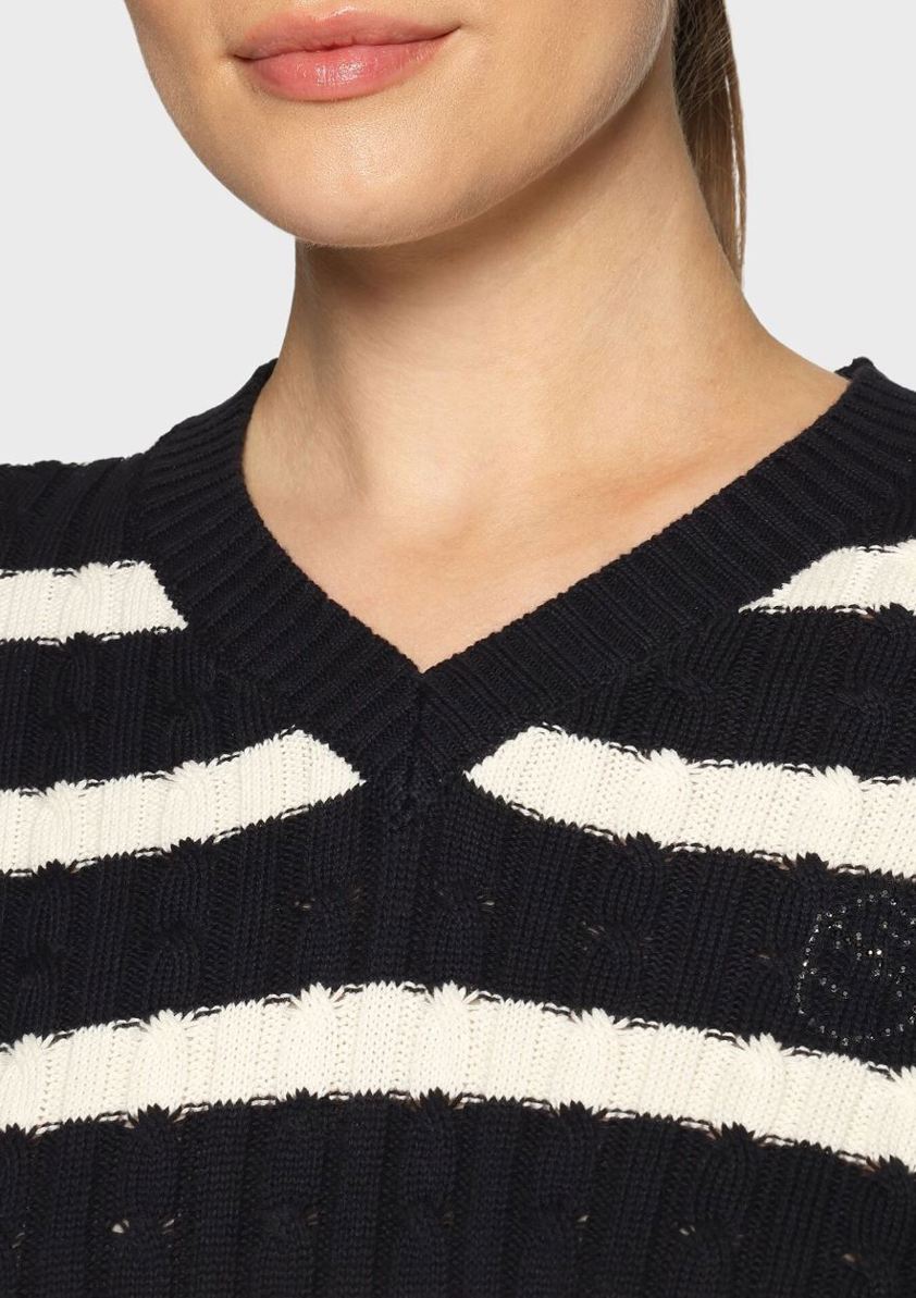 Navy/White Stripes Samshield Lisa Twisted Knitted Top