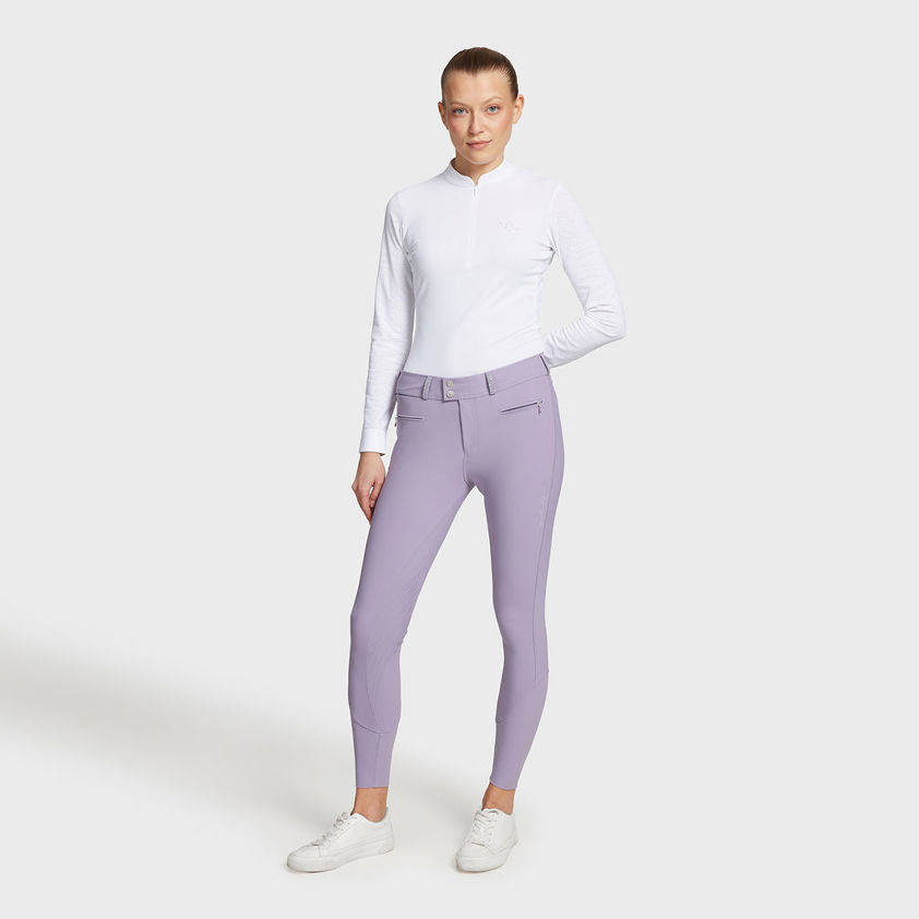 Pearl Grey Samshield Chloe Crystal Knee Grip Breeches